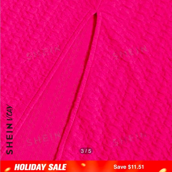 SHEIN rosette, textured, midi, hot pink, halter dress - Picture 6 of 9